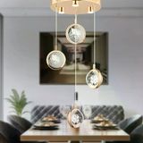 Apliqa Eldon 4'lü Yuvarlak 3 Renk 61 Watt Gold Kristal Ledli Sarkıt Avize