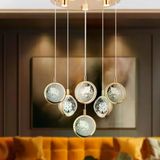 Apliqa Eldon 6'lı Yuvarlak 3 Renk 88 Watt Gold Kristal Ledli Sarkıt Avize