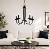Apliqa Ferd 5 Li Siyah Modern Metal Avize Retro Tasarım ile Salon ve Genç Odası İçin Şık Aydınlatma