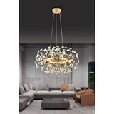 Apliqa Gloria 60'lik Gold Kristal Taşlı Modern Tasarım Salon Avize Beyaz