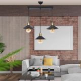 Aplıqa Gönen 3'lü Sıralı Siyah Sarkıt Avize 75x65 cm Endüstriyel Modern Tasarım Yüksek Verimli