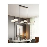 Apliqa Grayson Platin-Gold Detaylı 6'lı Sıralı Kristal Başlıklı Salon Led Avize