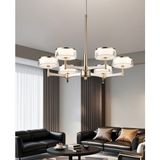 Apliqa Grayson Platin-Gold Detaylı 6'lı Yuvarlak Kristal Başlıklı Salon LED Avize - 1