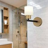 Apliqa Jade Eskitme Siyah Boyalı Beyaz Camlı Duvar Lambası Yatak Odası-banyo-yatak Başı Aplik Siyah-Eskitme