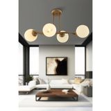 Apliqa Kellie 4'lü Eskitme Beyaz Camlı Modern Salon Avize - 00-Beyaz