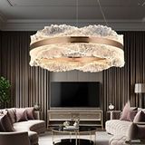 Apliqa Laden 50'lik Gold 60 Watt Kristal Taşlı Modern Salon Led Sarkıt Avize Altın