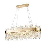 Apliqa Linfred Yemek Masası Üstü Sıralı Gold Kristal Taşlı Modern Salon Avize Altın
