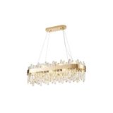 Apliqa Linfred Yemek Masası Üstü Sıralı Gold Kristal Taşlı Modern Salon Avize