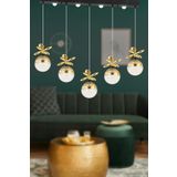 Apliqa Lokken 5'li Yuvarlak 42 Watt Gold Kristal Ledli Modern Oturma Odası Salon Sarkıt Avize