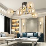 Apliqa Maral 6Lı Siyah Gold Bal Camlı Modern Genç Odası Yatak Odası Retro Salon Avize - Krom