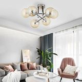 Apliqa Maral 6Lı Siyah Krom Bal Camlı Modern Genç Odası Yatak Odası Retro Salon Avize - Altın