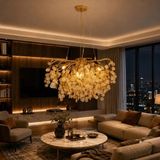 Apliqa Masal 60'lık Yuvarlak Gold Kristal Taşlı Modern, Oturma Odası, Salon Avize - 7 - Altın