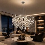 Apliqa Masal 60'lık Yuvarlak Krom Kristal Taşlı Modern, Oturma Odası, Salon Avize Gümüş