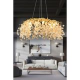 Apliqa Masal 80'lık Yuvarlak Gold Kristal Taşlı Modern, Oturma Odası, Salon Avize - 9