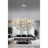 Apliqa Masal 80'lık Yuvarlak Krom Kristal Taşlı Modern, Oturma Odası, Salon Avize