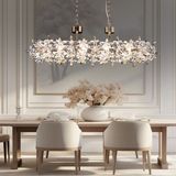 Apliqa Mercan Sıralı Gold Kristal Taşlı Modern Oturma Odası, Yemek Masası Üstü, Salon Avize - 20