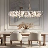 Apliqa Mercan Sıralı Gold Kristal Taşlı Modern Oturma Odası, Yemek Masası Üstü, Salon Avize Altın