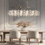 Apliqa Mercan Sıralı Gold Kristal Taşlı Modern Oturma Odası, Yemek Masası Üstü, Salon Avize