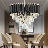 Apliqa Mikula 45'lik Yuvarlak Gold Kristal Taşlı Modern Oturma Odası Salon Sarkıt Avize - Siyah