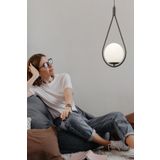 Apliqa Mirza Tekli Siyah Sarkıt Beyaz Camlı Modern Avize