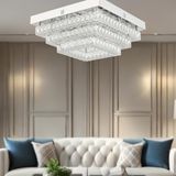 Apliqa Modina 3 Katli Krom Ledli 3 Renkli 50 Watt Kristalli Tasli Modern Tasarim Led Kristal Salon Avize