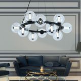 Apliqa Neval 12'li Yuvarlak Siyah 13 Watt Gold Oturma Odası, Salon Sarkıt Avize