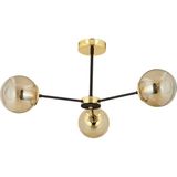 Apliqa Nide 3Lü Siyah Gold Bal Camlı Modern Genç Odası Yatak Odası Retro Salon Avize - Altın