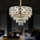 Apliqa Orrel 6'lı Gold Kristal Taşlı Modern Oturma Odası Salon Sarkıt Avize