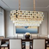 Apliqa Orrel Gold Kristal Taşlı Metal Yemek Odası Salon Avize Modern Tasarım 10'lu