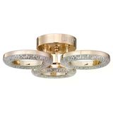 Apliqa Oylum 3'lü Gold 24 Watt Kristalli Koridor Salon Led Plafonyer Avize