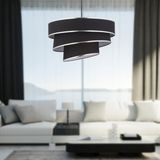 Apliqa Paoni Siyah Gümüş Detaylı Modern Koridor-Yatak Odası-Salon 3 Katlı Avize