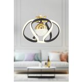 Apliqa Pelin Tekli Siyah Gold 3 Renkli 39 Watt Ledli Modern Oturma Odası Koridor Salon Led Avize