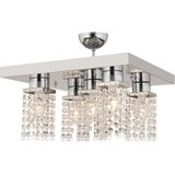 Apliqa Peter 5Li Krom Kristalli, Taşlı Modern Tasarım Kristal Salon Avize - Gümüş - 4