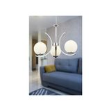 Apliqa Plüton 3'lü Metal Krom Modern Avize Salon ve Oturma Odası LED Ampul Uyumlu Şık Tasarım