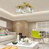 Apliqa Rivia Kristalli Taşlı Eskitme Plafonyer Kristal Salon Avize Metal 4'lü Salon Aydınlatma Altın Renk Modern Tasarım