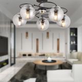 Apliqa Rodonit 5'li Siyah Krom Füme Camlı Modern Sarkıt Genç Odası Yatak odası Retro Salon Avize