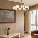Apliqa Sadem 8'li Eskitme Kristalli Taşlı Modern Tasarım Salon-yatak Odası Kristal Salon Avize Altın