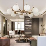 Apliqa Sara 8li Eskitme Boyalı Beyaz Camlı Modern Genç Odası Yemek Masası Üstü Salon Avize Altın