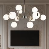 Apliqa Sofia 12'li Siyah Gold 100 Watt Yuvarlak Modern Oturma Odası, Salon Avize