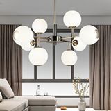 Apliqa Sofia 8'li Siyah Gold 80 Watt Yuvarlak Modern Oturma Odası, Salon Avize