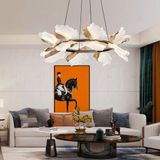 Apliqa Taran 60'lik Siyah Gold Çiçek Desenli 80 Watt Yuvarlak Modern Salon LED Avize - Çok Renkli
