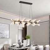 Apliqa Taran Sıralı Siyah Gold Çiçek Desenli 120 Watt Led Avize