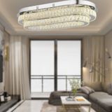 Apliqa Valeria 2 Katlı Elips Plafonyer Elips Ledli 3 Renkli Kristalli Taşlı Modern Tasarım Led Kristal Salon Avize