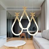 Apliqa Vojens 3'lü Yuvarlak Gold Ledli 42 Watt Kelebek Detaylı Modern Koridor, Yatak Odası Salon Sarkıt Led Avize Altın