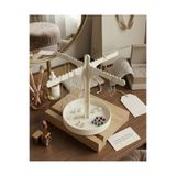 APLUS Tepsili Takı Standı & Takı Düzenleyici - Beyaz Modern Kolye Askısı ve Yüzük Tablalı Organizer