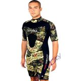 Apnea Hunter Avcı 3 mm Shorty Dalış Kıyafeti Kamuflaj Renkli Yüzme Malzemesi - 3XL