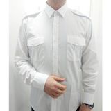 Apoletli Logosuz Uzun Kol Pilot Gömlek - 001 - Beyaz - 2XL