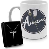 Apollon Gift Anneler Gününe Özel Tasarım Kupa & Gümüş Renk Kaplama Zirkon Taşlı Melek Kolye Hediye Seti
