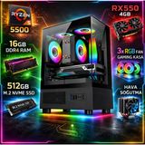 Apphirex Eco X55 Ryzen 5 5500 16GB 512GB M2 SSD RX550 4gb Gddr5 Masaüstü Oyuncu Bilgisayarı Hazır Sistem