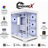 Apphirex Pro 7x Argb Fanlı Kumandalı USB 3.0 Type-C 750W 80+ Bronze Psu Masaüstü Beyaz Oyuncu Bilgisayar Kasası